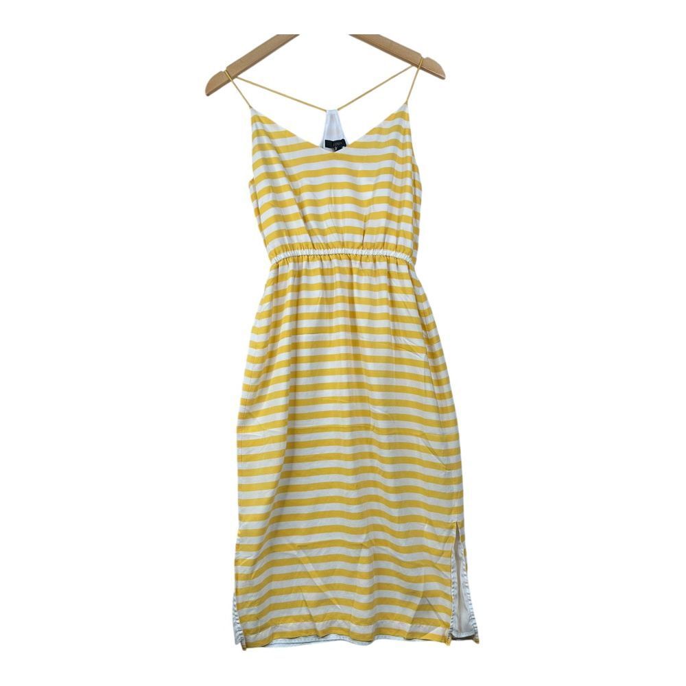 J. Crew Yellow and White Striped Midi Dress